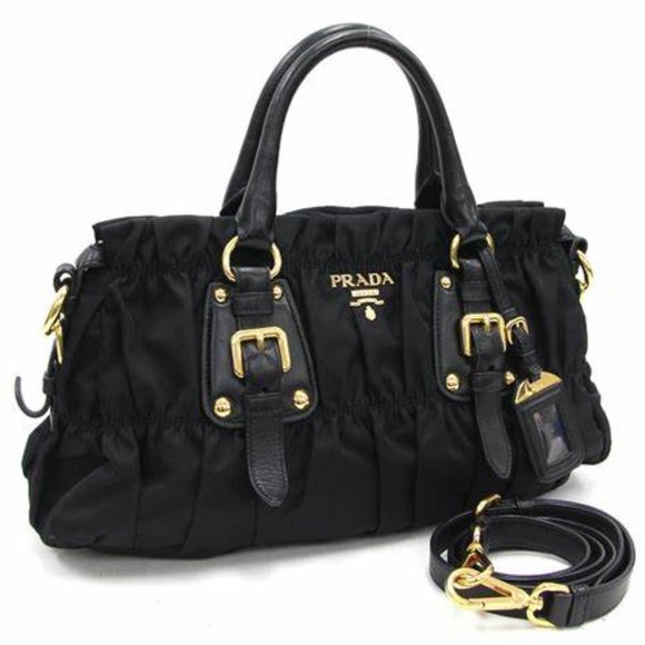 Prada Black Tessuto Gauffre Nylon Ruched bag - Picture 2 of 7